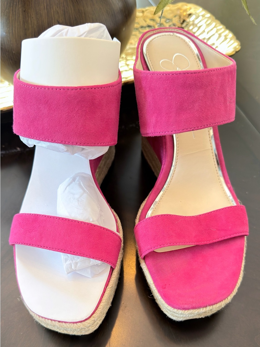 Jessica Simpson Fuchsia Suede Espadrille Wedge Sandals - Picture 5 of 7